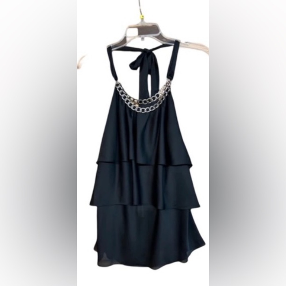 WHBM EUC black tiered halter top size 6